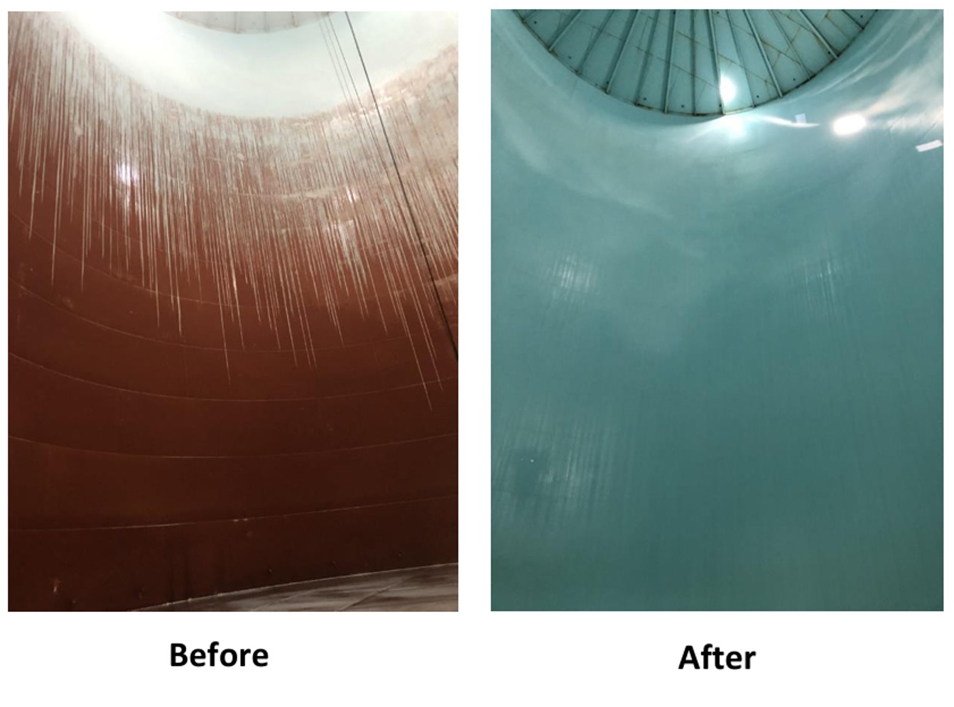 Storage tank interior, cleaned